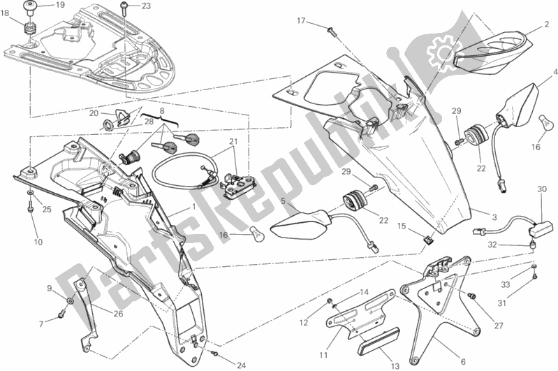 Todas as partes de Luz Traseira do Ducati Monster 1100 EVO ABS 2013
